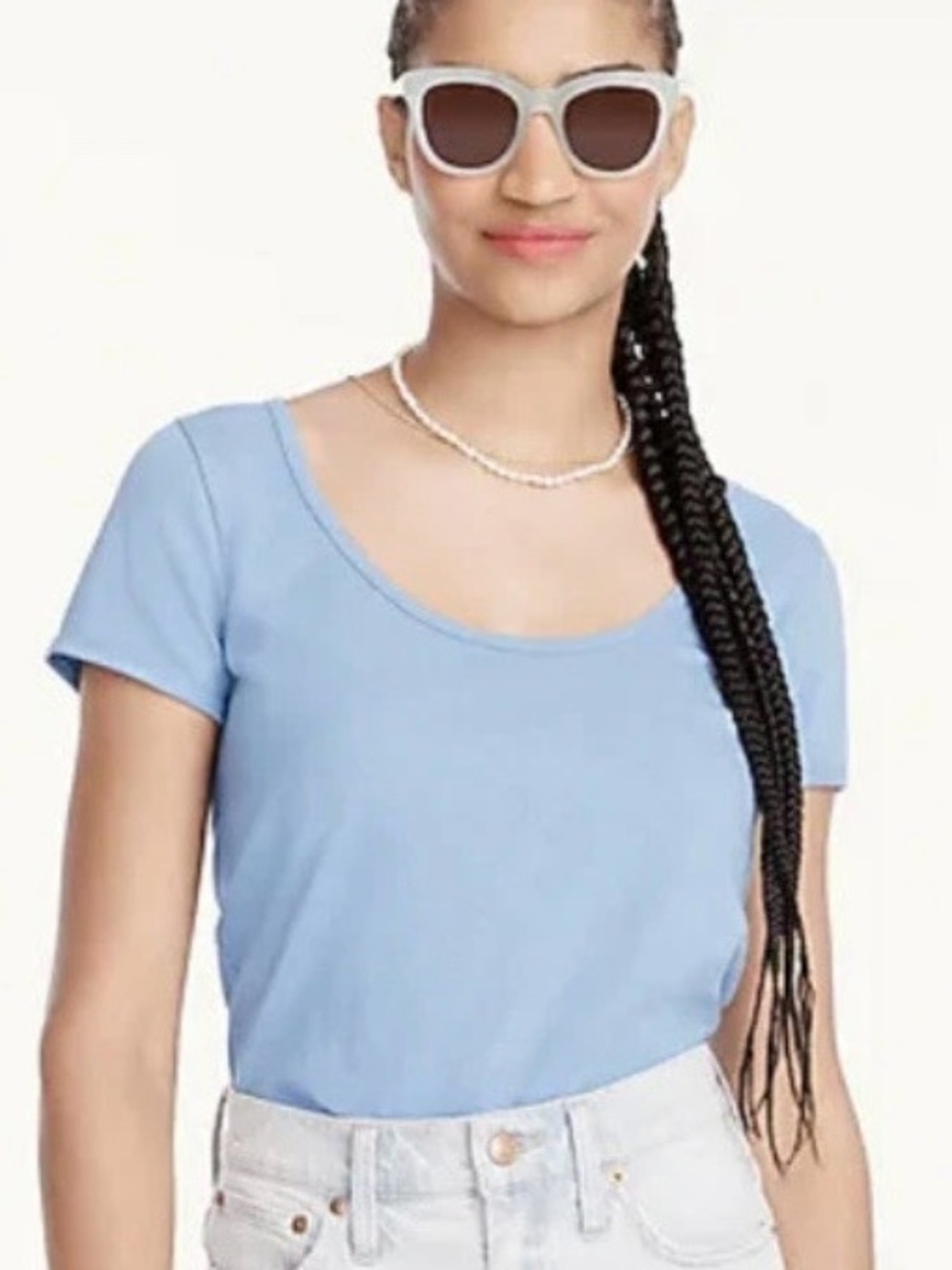 J. Crew 90’s cropped scoop neck baby blue cotton slub tee small